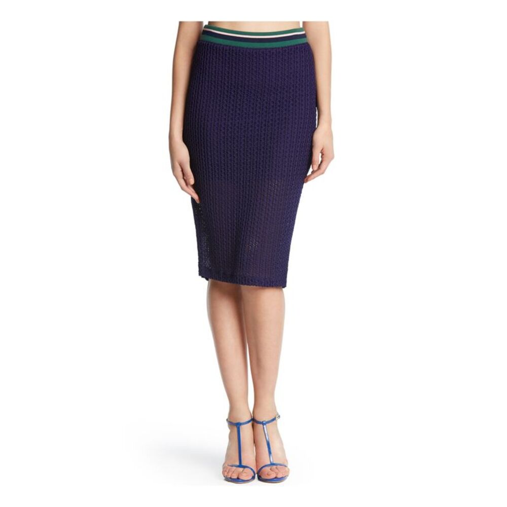 KIIND OF Womens Navy Knee Length Pencil Skirt Size: M